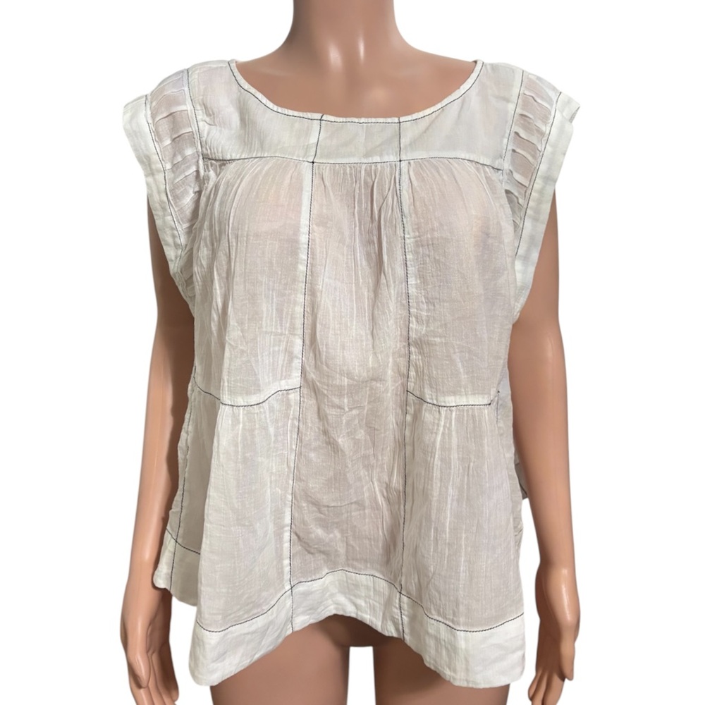 NWT ANTHROPOLOGIE Women’s Cap-Sleeve Babydoll Blouse - Picture 4 of 16